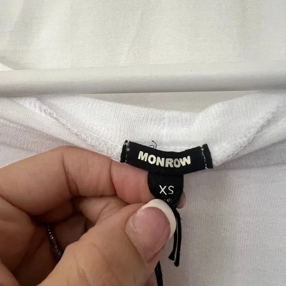 Monrow White Slouchy Long Sleeve Top Size XS Casual Lounge Grunge Rock - Picture 6 of 10